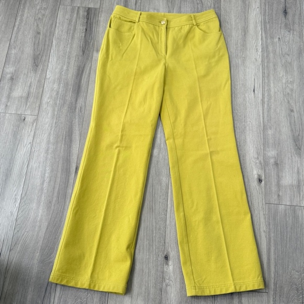 ST JOHN Wide Leg Chartreuse Pant